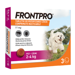 FRONTPRO 3 tabletki do rozgryzania i rzucia dla psów o wade 2-4-kg / 11,3g substancji aktywnej