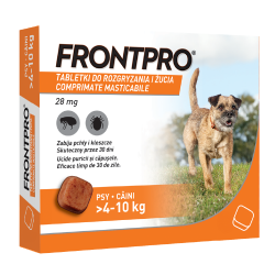 FRONTPRO 1 tabletka do rozgryzania i rzucia dla psów o wade 4-10kg / 28,3g substancji aktywnej
